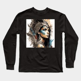 Fierce Egyptian Warrior Illustration Long Sleeve T-Shirt